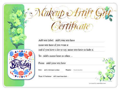 makeup artist  gift certificate style8 green template image-71 downloadable and printable with editable fields