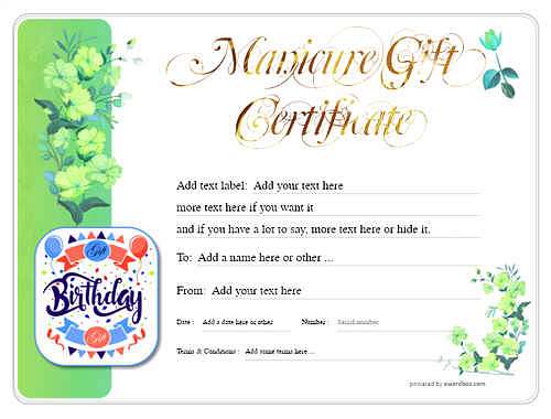  manicure  gift certificate style8 green template image-19 downloadable and printable with editable fields