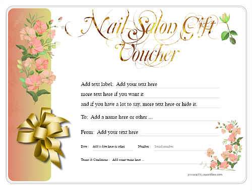 nail salon  gift certificate style8 red template image-225 downloadable and printable with editable fields