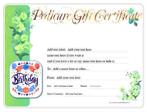  pedicure  gift certificate style8 green template image-45 downloadable and printable with editable fields