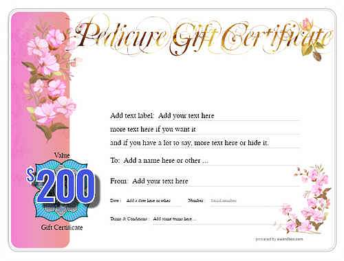  pedicure  gift certificate style8 pink template image-44 downloadable and printable with editable fields