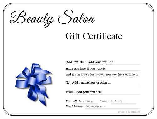 beauty salon  gift certificate style1 default template image-105 downloadable and printable with editable fields