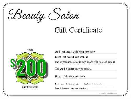 beauty salon  gift certificate style1 default template image-107 downloadable and printable with editable fields