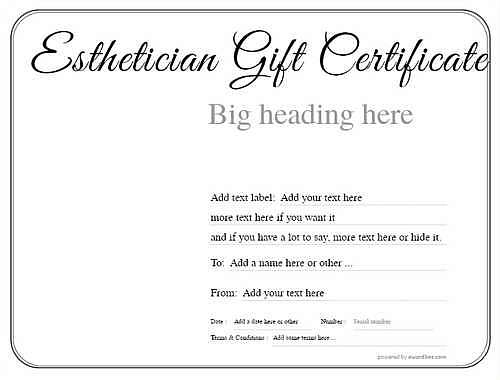 esthetician   gift certificate style1 default template image-184 downloadable and printable with editable fields
