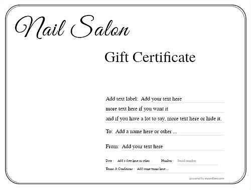 nail salon  gift certificate style1 default template image-210 downloadable and printable with editable fields