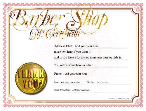 barber shop  gift certificate style4 red template image-85 downloadable and printable with editable fields