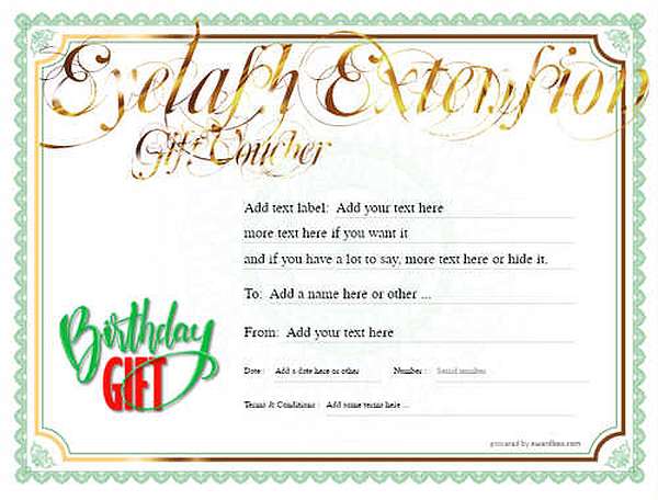eyelash extension  gift certificate style4 green template image-165 downloadable and printable with editable fields