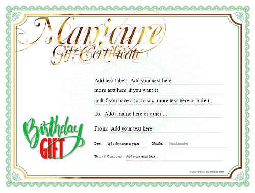  manicure  gift certificate style4 green template image-9 downloadable and printable with editable fields