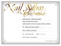 nail salon gift certificate templates printable