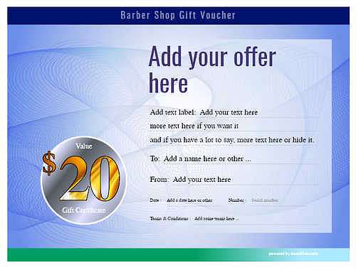 barber shop  gift certificate style6 blue template image-89 downloadable and printable with editable fields