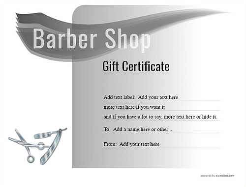 barber shop  gift certificate style7 default template image-91 downloadable and printable with editable fields