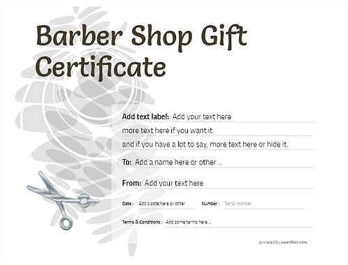 barber shop  gift certificate style9 default template image-101 downloadable and printable with editable fields