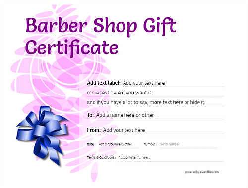 barber shop  gift certificate style9 purple template image-99 downloadable and printable with editable fields