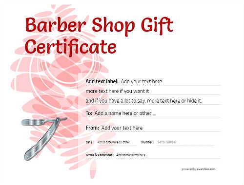 barber shop  gift certificate style9 red template image-100 downloadable and printable with editable fields