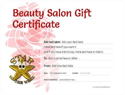 beauty salon  gift certificate style9 red template image-126 downloadable and printable with editable fields