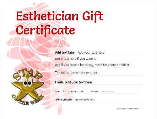 esthetician   gift certificate style9 red template image-204 downloadable and printable with editable fields
