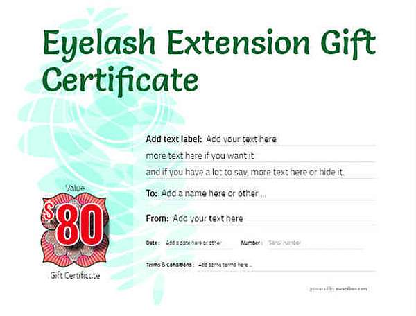 eyelash extension  gift certificate style9 green template image-180 downloadable and printable with editable fields