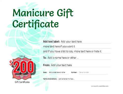  manicure  gift certificate style9 green template image-24 downloadable and printable with editable fields