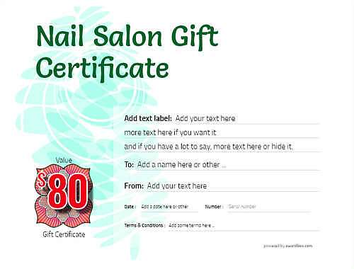 nail salon  gift certificate style9 green template image-232 downloadable and printable with editable fields