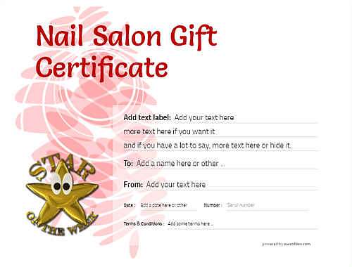 nail salon  gift certificate style9 red template image-230 downloadable and printable with editable fields