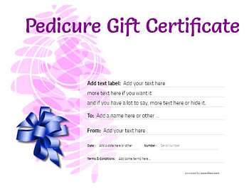 Pedicure Gift certificate templates printable