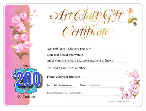 art class  gift certificate style8 pink template image-18 downloadable and printable with editable fields
