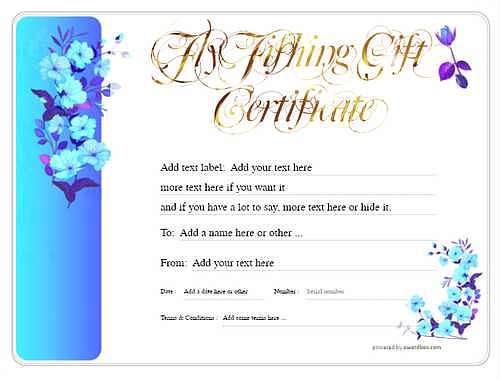 fly fishing  gift certificate style8 blue template image-98 downloadable and printable with editable fields