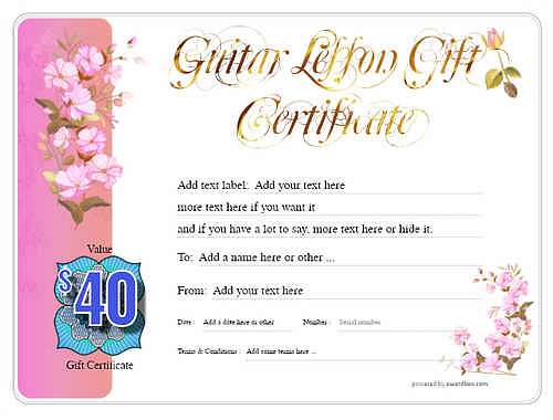 guitar lesson  gift certificate style8 pink template image-148 downloadable and printable with editable fields