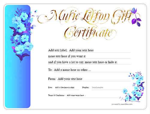 music lesson  gift certificate style8 blue template image-202 downloadable and printable with editable fields