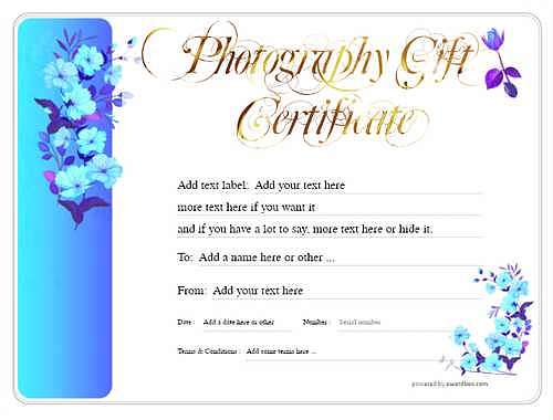 photography  gift certificate style8 blue template image-72 downloadable and printable with editable fields
