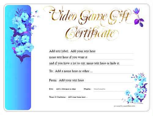 video game  gift certificate style8 blue template image-124 downloadable and printable with editable fields
