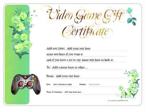 video game  gift certificate style8 green template image-123 downloadable and printable with editable fields