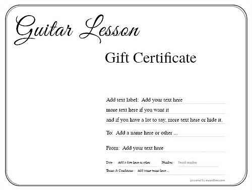 guitar lesson  gift certificate style1 default template image-132 downloadable and printable with editable fields