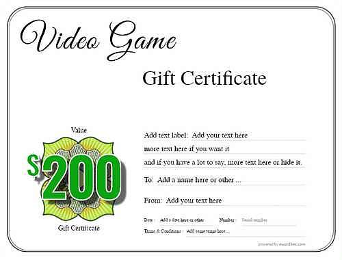 video game  gift certificate style1 default template image-107 downloadable and printable with editable fields