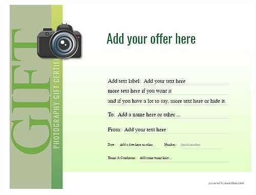  photography  gift certificate style3 green template image-56 downloadable and printable with editable fields