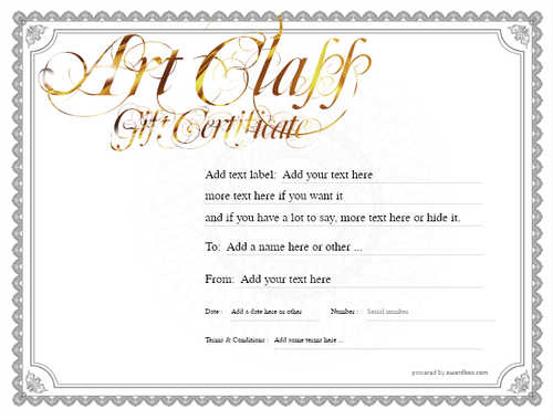 art class  gift certificate style4 default template image-8 downloadable and printable with editable fields