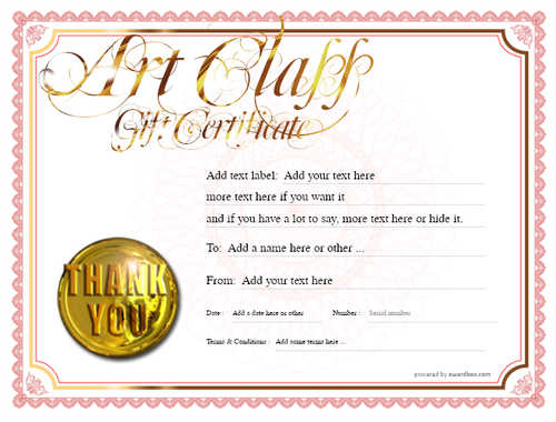 art class  gift certificate style4 red template image-7 downloadable and printable with editable fields