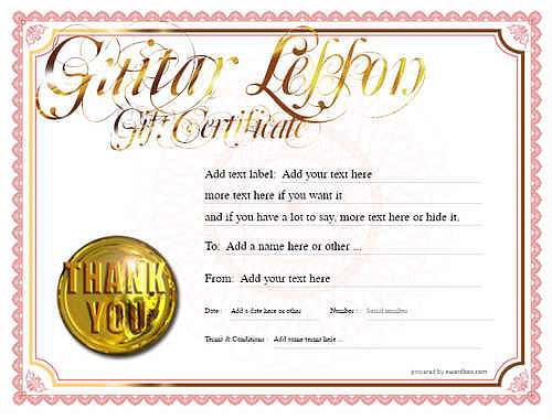 guitar lesson  gift certificate style4 red template image-137 downloadable and printable with editable fields