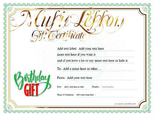 music lesson  gift certificate style4 green template image-191 downloadable and printable with editable fields