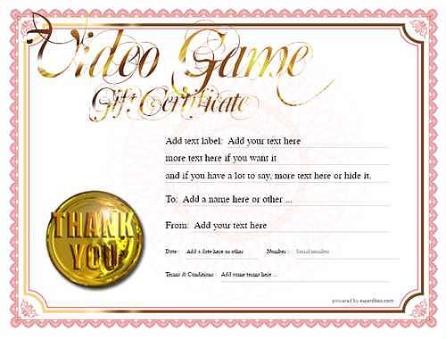 video game  gift certificate style4 red template image-111 downloadable and printable with editable fields
