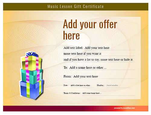 music lesson  gift certificate style6 yellow template image-192 downloadable and printable with editable fields