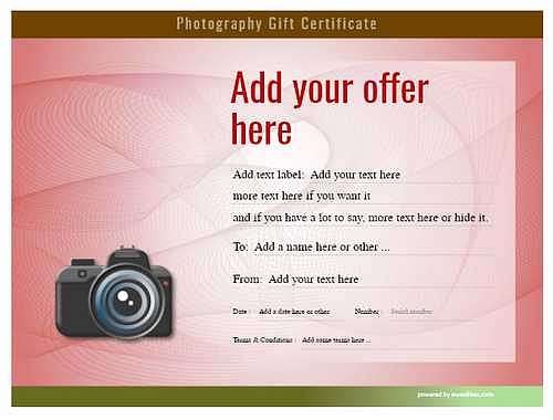  photography  gift certificate style6 red template image-64 downloadable and printable with editable fields