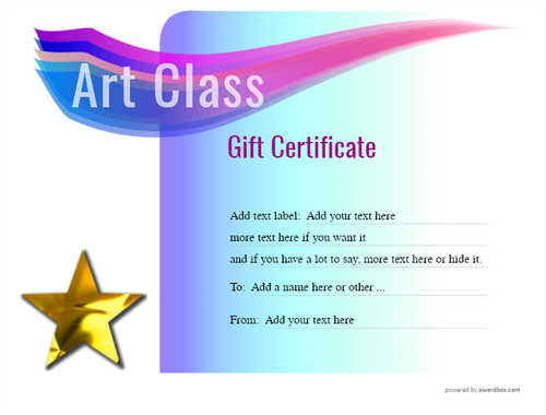 art class  gift certificate style7 blue template image-16 downloadable and printable with editable fields