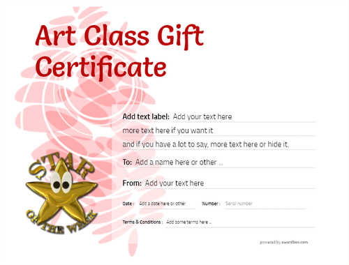 art class  gift certificate style9 red template image-22 downloadable and printable with editable fields