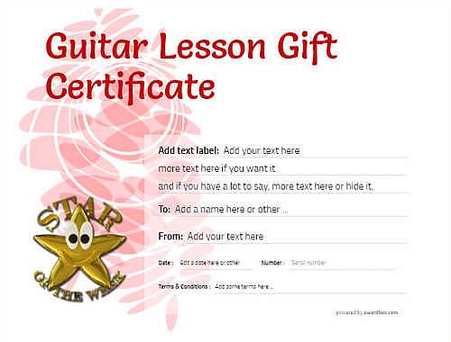 guitar lesson  gift certificate style9 red template image-152 downloadable and printable with editable fields