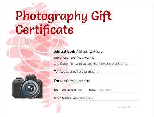 photography  gift certificate style9 red template image-74 downloadable and printable with editable fields