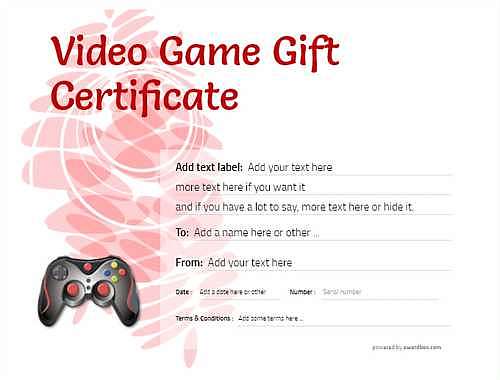 video game  gift certificate style9 red template image-126 downloadable and printable with editable fields