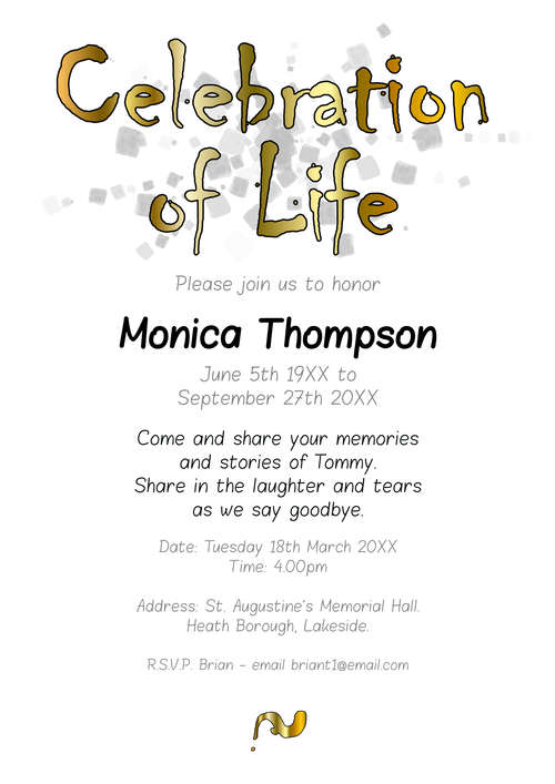 A Customizable Memorial  Invitation With celebration-of-life Brush In A Template