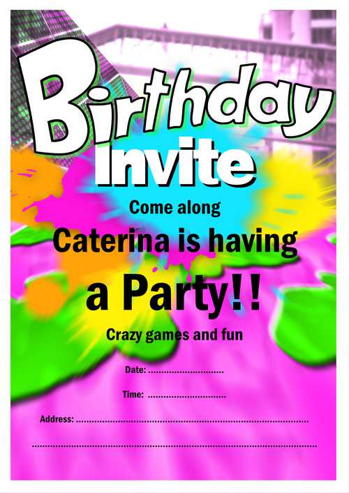 A Customizable Birthday Party Invitation Splatoon Styled Template and Downloadable and Printable with Editable Fields