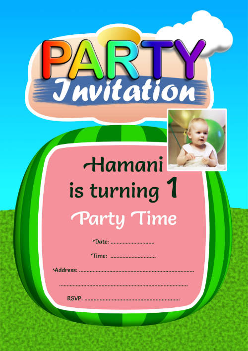 A Customizable Party Invitation Cocomelon Styled Template and Downloadable and Printable with Editable Fields